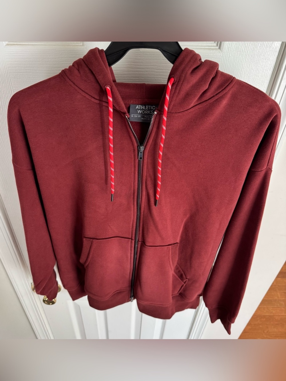 Women’s XL Oversized Full Zip Fleece Hoodie Two Way Zip Rich Cognac 16-18 - Picture 8 of 14